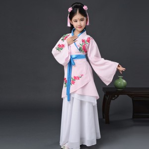 Children chinese folk dance costumes hanfu princess fairy ancient traditional stage performance drama cosplay robes clothes dress