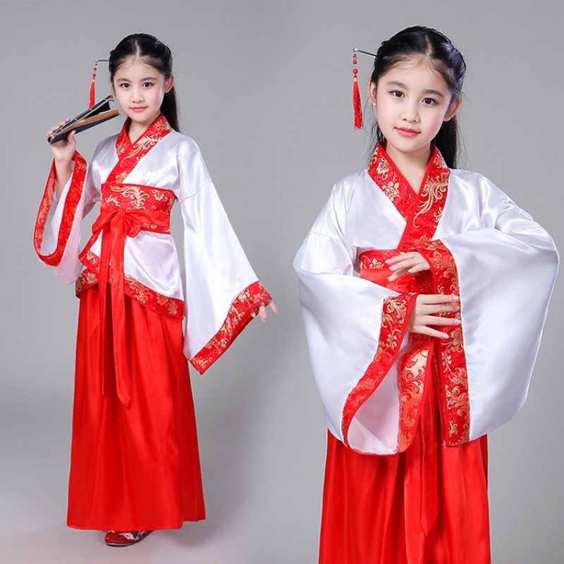 Children chinese folk dance costumes hanfu tang dynasty princess fairy ...