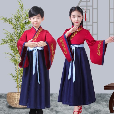 Children chinese Hanfu traditional princess fairy drama cosplay dress shool competition model show performance kimono dress