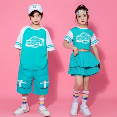 Children girls cheerleading  hiphop rapper singers dance costumes students hip-hop dance games jazz dance clothing cheerleaders performance uniforms for kids