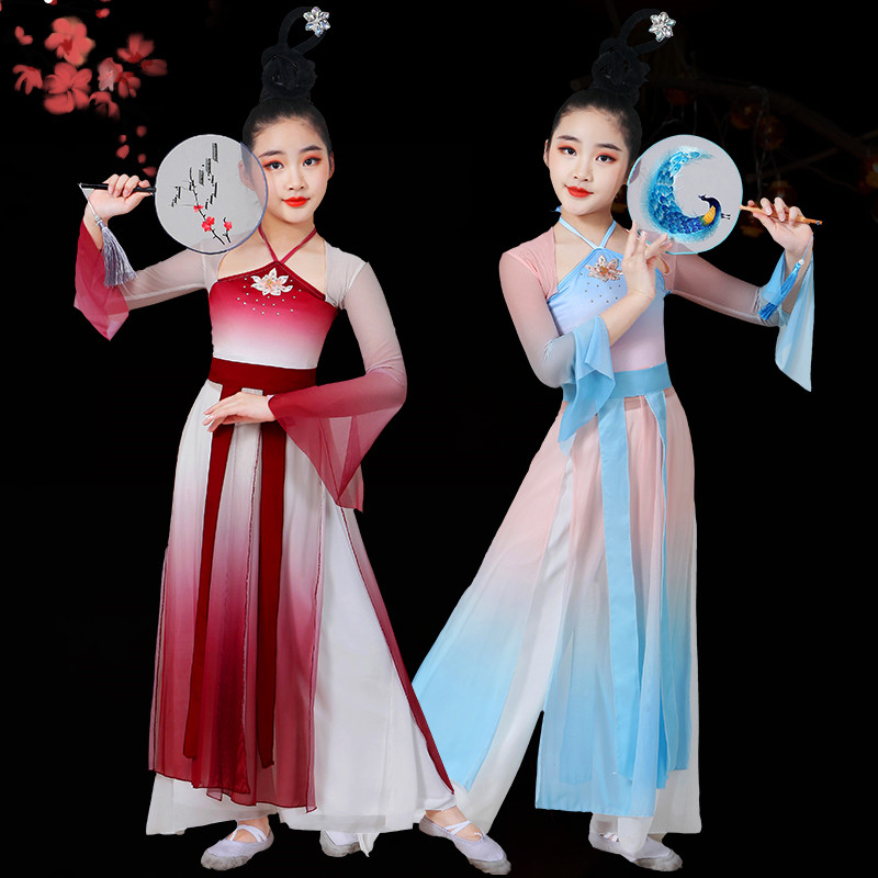 Children Girls Chinese folk classical dance costumes Fairy Hanfu princess cosplay dress girls fan umbrella yange dance costumes for kids