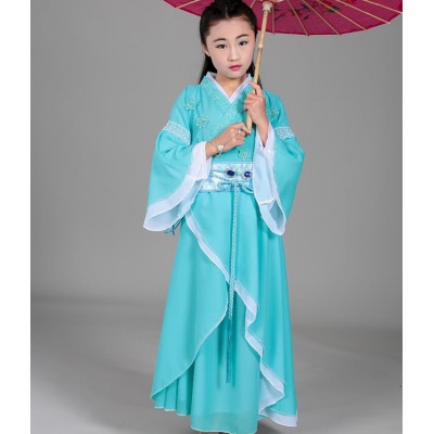 Children girls Chinese folk dance costumes for  hanfu ancient traditional hanfu fairy princess photography cosplay robes dresses