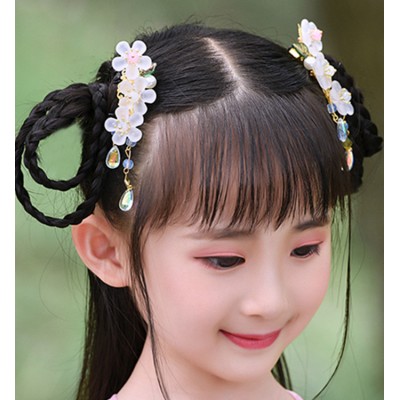 Children girls hanfu chinese folk dance costumes hair accessories headdress fairy princess anime drama photos cosplay hair clip 