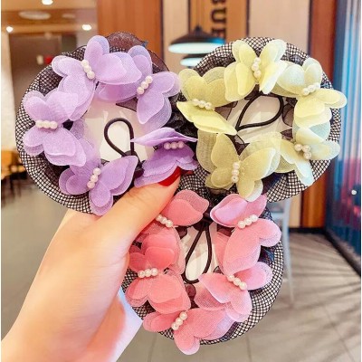 Children Girls kids competition latin balltoom dance headdress hair ring performance coiled hair pill hair net headdress girls dance flower hair rope hair accessories