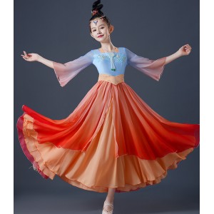 Children Girls kids fairy hanfu princess dresses Han and Tang chinese traditional classical dance performance clothes fan umbrella dance costumes for girl