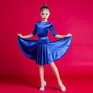 Children girls Latin dance dresses regulations black pool kids competition latin skirts grade examination professional performance clothing