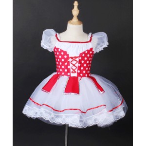 Children girls red with white polka dot ballet dance dress tutu dance skirt Pettiskirt xmas party ballerina ballet dance dress Ballet dance costumes