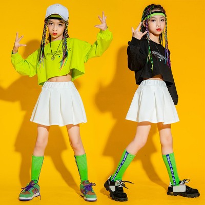 Children hiphop street jazz dance costumes rapper cheerleading costumes jazz dance uniforms for girls kids