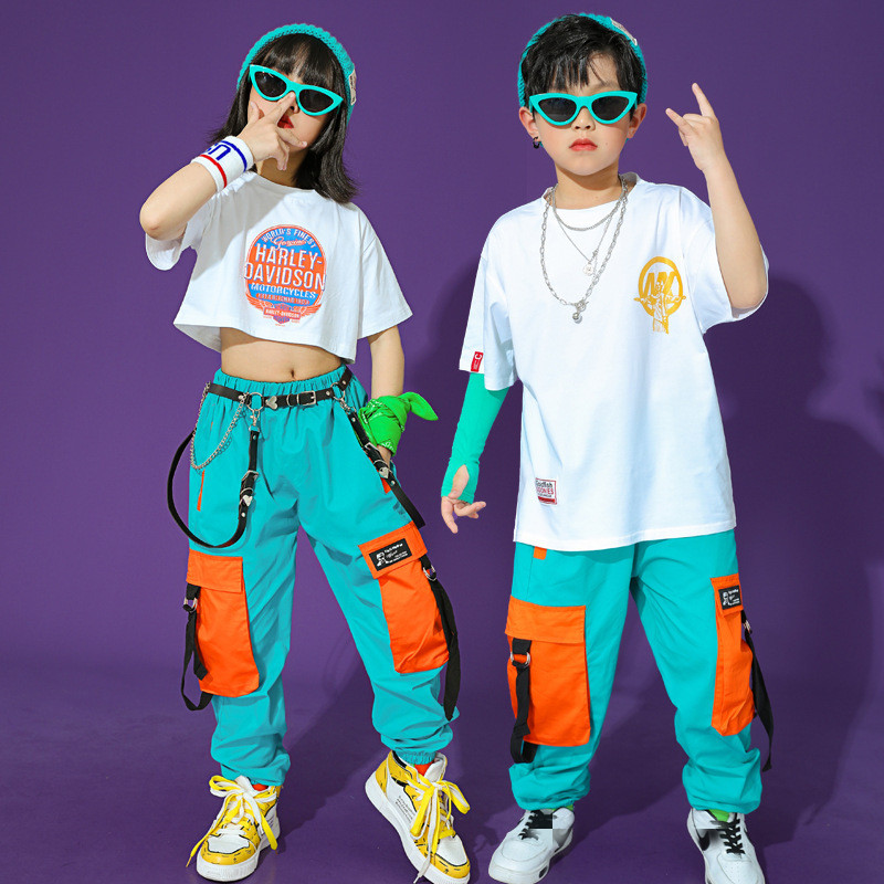 June 1 children's costumes boy hip-hop popular logo female children's wear  cool street dance suit Sir T stage shows clothing