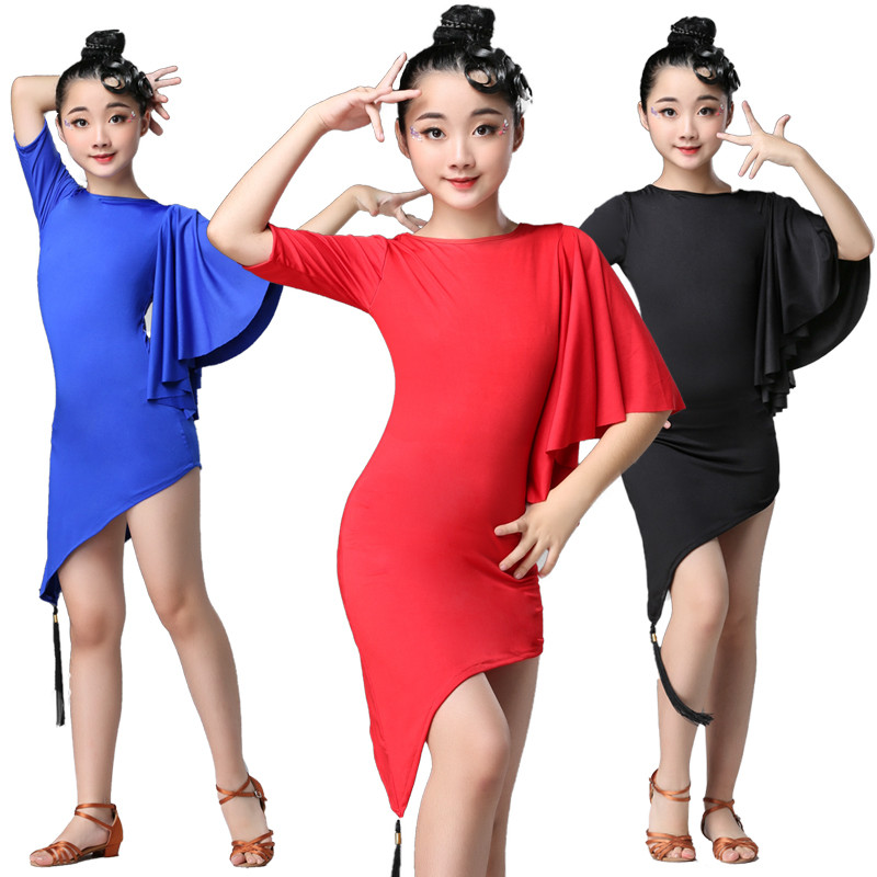 Children Latin Dance Dress Swing Dance Dress Fringed Tango Salsa Ballroom Kids Dresses for Girls Costume Competition