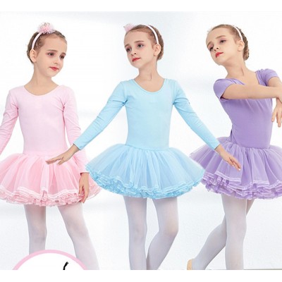 Children light purple blue pink ballet dance dresses for girls long sleeve short sleeve girl ballet skirt girl uniforms children ballet practice dance costumes