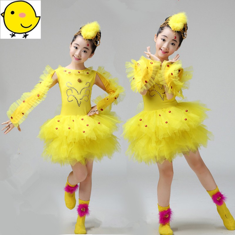 Children modern dance costumes stage performance school competition cartoon birds chicken cosplay photos cosplay outfits dress