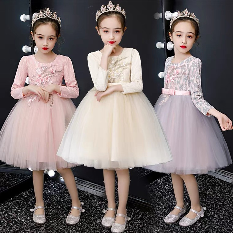 Children princess jazz dance dress chorus dresses girls tutu skirt modern dance outfits pupils poetry recitation performance costumes