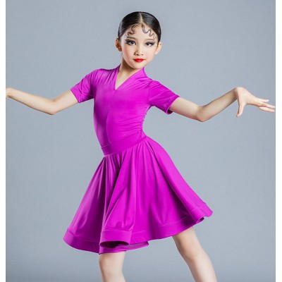 Children Purple Latin Dance Costumes for children latin dresses girls professional competitions latin dance skirts