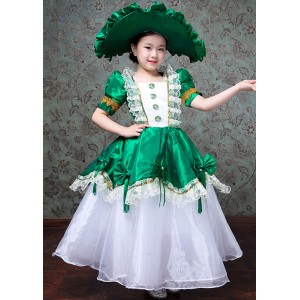 Children retro European style court Palace drama film cosplay costumes Parent-child outfit group party catwalk birthday party girl stage performance dresses