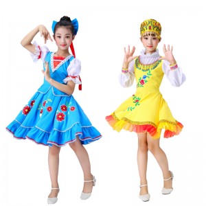 Children Russian national Performance dresses Girls  European court film cosplay costumes Princess dress photos dress for kids