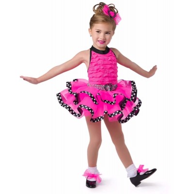 Children toddlers Pink sequins jazz dance costumes modern dance ballet tutu ballerina princess performance costumes Puffy skirt film drama birthday party cosplay outfits