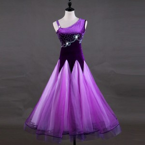 Children women's ballroom dancing dresses for girls violet royal blue red stage performance competition professional waltz tango dance dresses