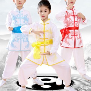 Children Wushu martial arts performance clothing ChineseTai Chi practice clothes for boys girls Long-sleeved children Chinese Kung Fu performance costume