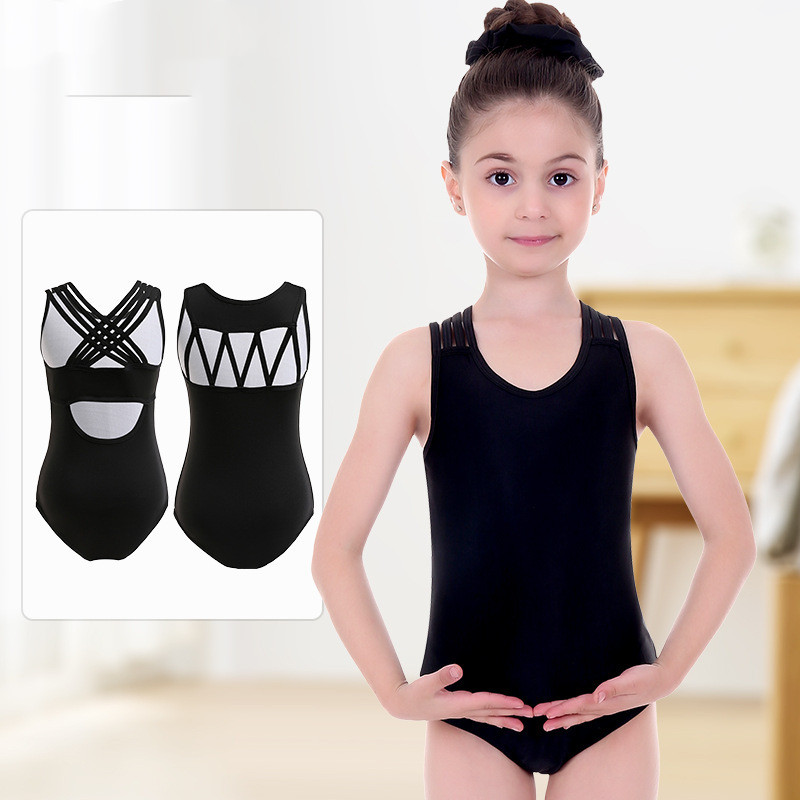 Children's baby ballet performance leotard tops black sling bodysuit for girls gymnastics clothes performance dance practice clothes ballet dance body tops
