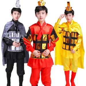 Children's Chinese ancient soldiers warrior costumes boys armor drama cosplay performance clothing flower Mulan generals clothing