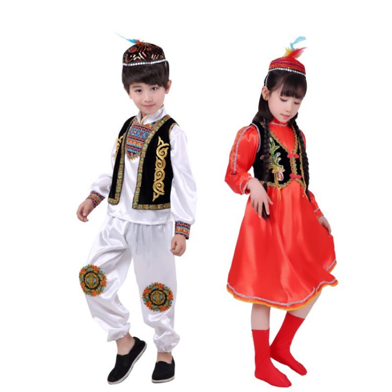 Children's Chinese folk dance minority stage performance costumes Kazakh kindergarten boys and girls dance clothes costumes
