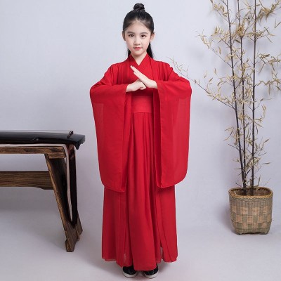 Children's chinese Hanfu ancient costume boys and girls Chinese traditional swordsman warrior prince performance costumes
