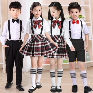 Children's Chorus singers bib costumes for boys girls plaid school competition uniforms poetry reading for kindergarten primary school performance outfits