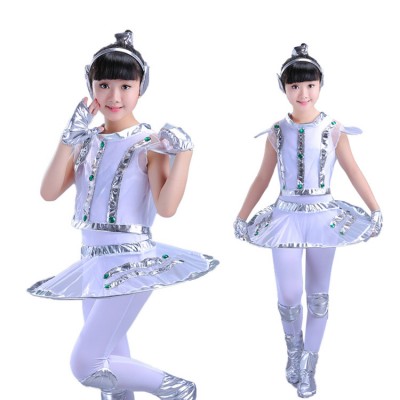 Children's costumes dance robot astronaut performance space dance show time for kids clothing unisex dance clothes