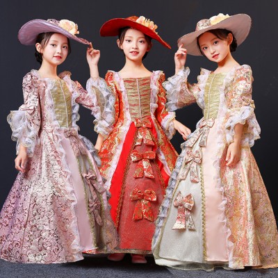 Children's European  Palace Court British dance costumes drama princess cosplay stage performance evening party singers chorus dresses