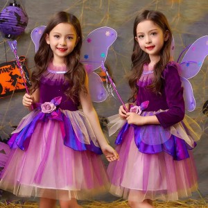  Children's Halloween costume girls long sleeve princess dress witch skirt elf costume parent-child Halloween Xmas party cosplay dress for kids