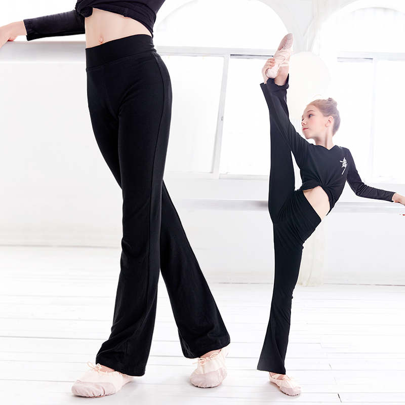 Children\'s kids Latin ballet practice dance pants girls juvenile flared  pants black gymnastics exercises Latin