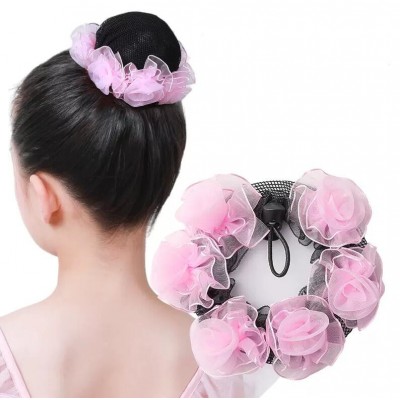 Children's Latin ballet ballroom dance hair snood headdress for toddlers coiffure Girls dance head flower hair net hairnet hair set bud hair accessories