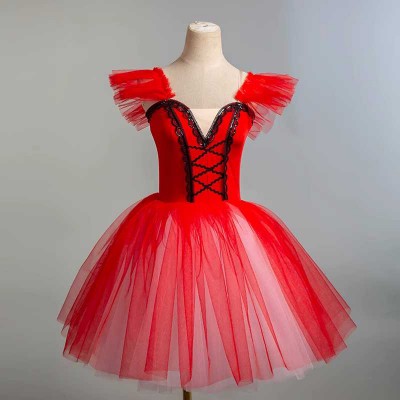 Children's pink blue yellow red Ballet dance dresses little swan lake long Tutu skirts girls toddlers carnival birthday party Princess Performance Clothes for baby