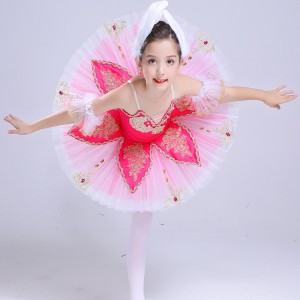 Children's professional ballet Swan Lake dress pink colored pancake performance dance costume skirt TUTU pettiskirt