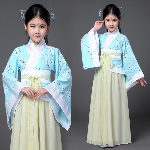 China Hanfu Chinese folk dance costumes for girls kids children stage performance drama fairy cosplay dancing robes dresses