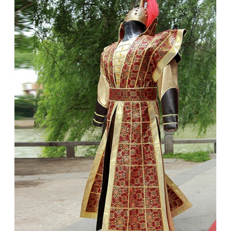 Chinese Ancient soldier hanfu general warrior swordsmen cosplay costumes for men's  armor drama performance flower magnolia costume 