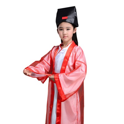 Chinese ancient traditional hanfu dresses for boys girls Children's three-character scriptures school performance cosplay costumes 