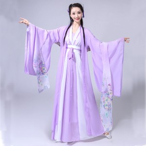 Chinese ancient violet Hanfu tang dyansty  fairy princess cosplay dress Women's chinese folk dance costumes