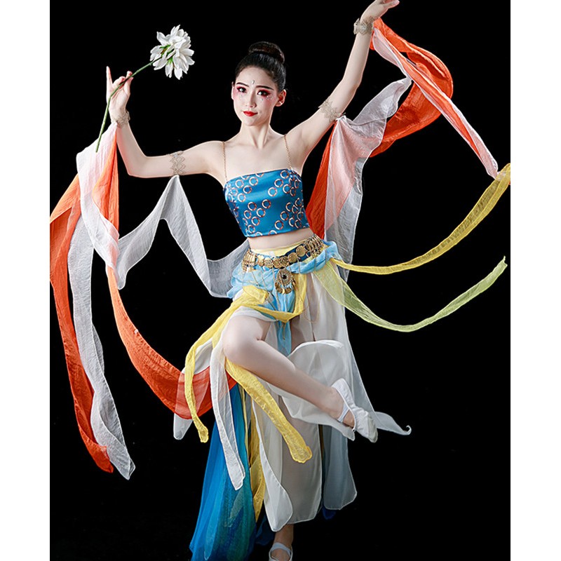 Chinese Classical Tang han fairy feitian dunhuang dance performance costume female fairy flying Dunhuang dance dresses elegant ancient style exotic stage wear