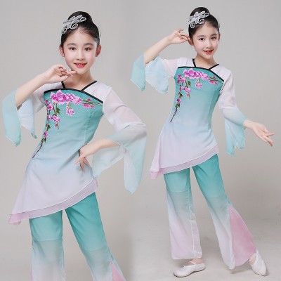 chinese classical yangko dance costumes for girls children's performance Yangko Folk Dance Fan Dance Costume