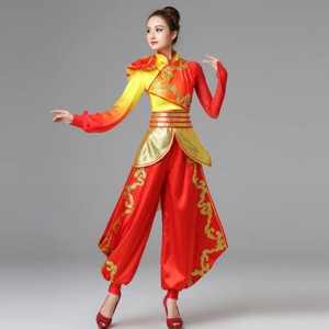 Chinese dragon dance costumes for women chinese folk drummer square yangko dance costumes