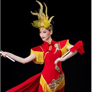 Chinese dragon Drum Costume Headdress Women's Modern Drum  Performance Costume Chinese Style Inspiration Performance hairpin Costume Hair accessories