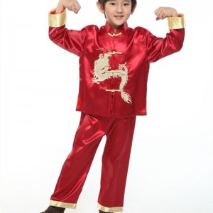  Chinese dragon kung fu clothing for kids boys wushu performance outfit long-sleeved jacket kung fu show suit for children