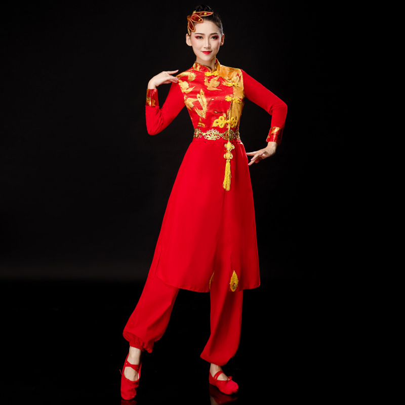 chinese dragon Waist drum dance costume for men and women Chinese geomantic Dance Dragon Lion Dance Yangko Costumes