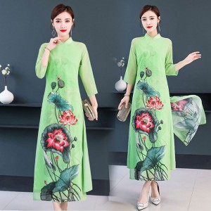 Chinese Dresses Cheongsam for women   cheongsam elderly mother dress female long big yards dress loose skirt