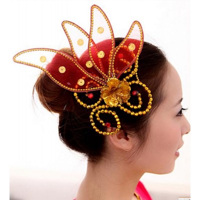 Chinese Ethnic dance yangko dance headdress for women girls china traditional classical dance hair accessories stage performance head flowers 