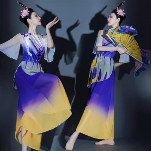 Chinese folk ancient Classical dance costumes female ethereal dream butterfly flying fairy dress Han Tang art test butterfly dance costume