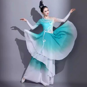 Chinese folk Classical dance costumes women girls flowing fairy princess dress ethnic fan dance costumes yangge flowing dance clothes for female