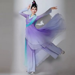 Chinese folk Classical dance performance costumes hanfu for girls women Han Tang ancient style art test dance costumes queen Yangge peformance dresses